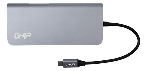 Adaptador Multipuerto Ghia 8 En 1 Usb 3.1 Tipo C A Hdmi Rj45