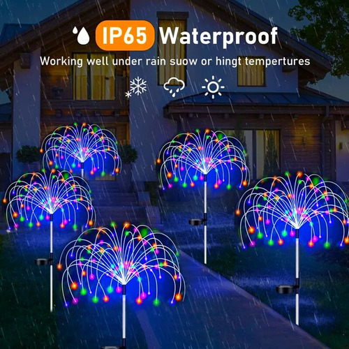 5 Luces Led Solares Tipo Estaca Para Fuegos Artificiales