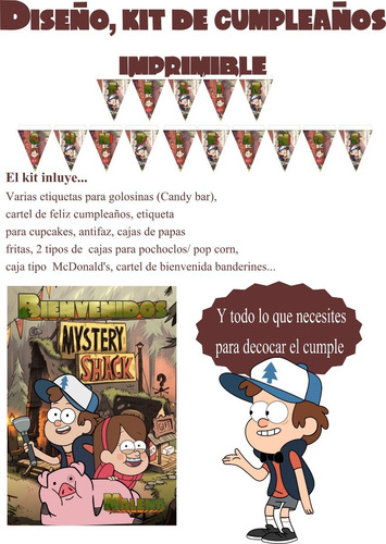 Gravity Falls Kit Imprimible Personalizados