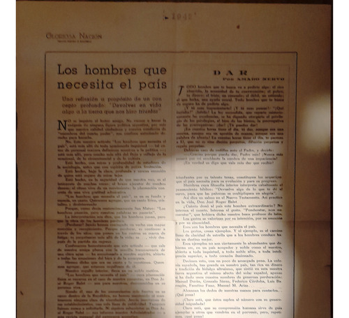 Amado Nervo, Cartel  Los Hombres Que Necesita El País  1942