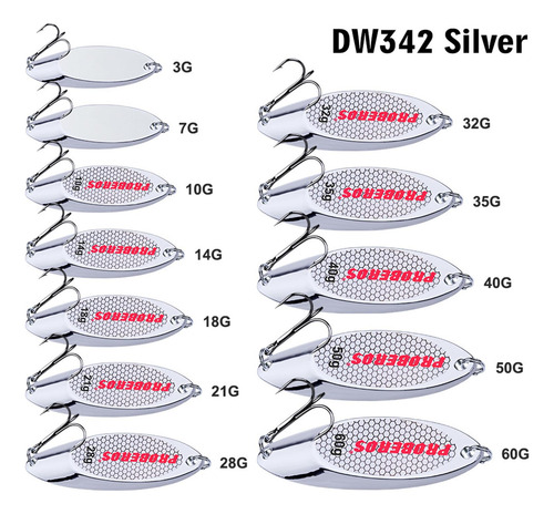 5 Uds Cucharas De Pesca Señuelos Cucharas De Plata 35g