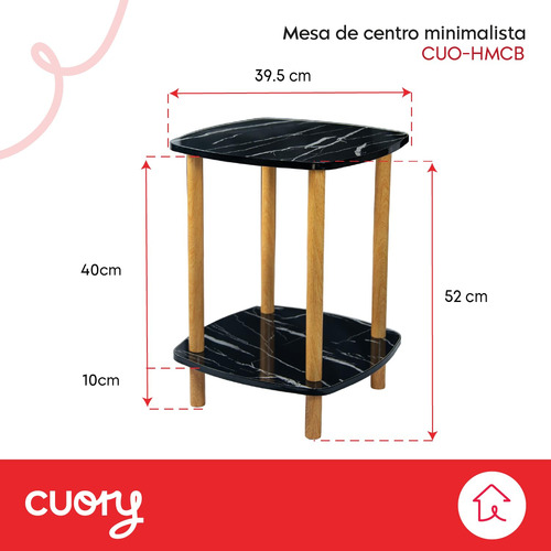 Mesa De Centro Moderna 2 Niveles Minimalista Negro