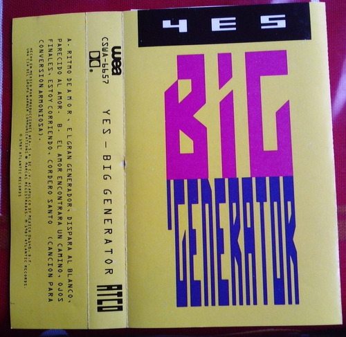 Yes Big Generator Cassette Hecho En Mexico En 1987