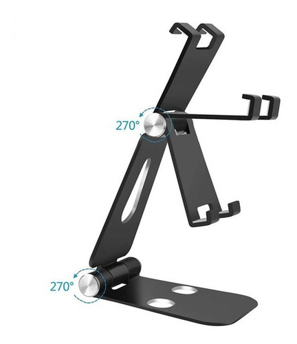 Soporte Metal Celular Tablet Pad De 4'' A 13'' Lujo Abatible Color Negro