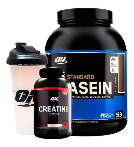 Gold Standard Casein 4l + Creatina Black + Vaso Optimum