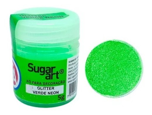 Glitter Neon Para Decoração De Bolo Verde Corante Alimentici