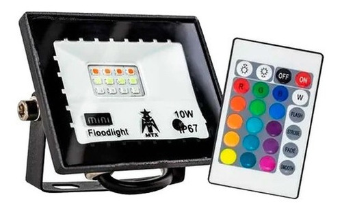 Foco LED RGB con mando a distancia, luz bivolta de 10 W, color RGB, multicolor, gris, carcasa de color 110 V/220 V (bivoltio), dimensiones 120 mm x 100 mm x 95 mm