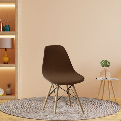 06 Capa De Cadeira Charles Eiffel Nordic Eames Luxo De Malha Cor Marrom Desenho Do Tecido Liso