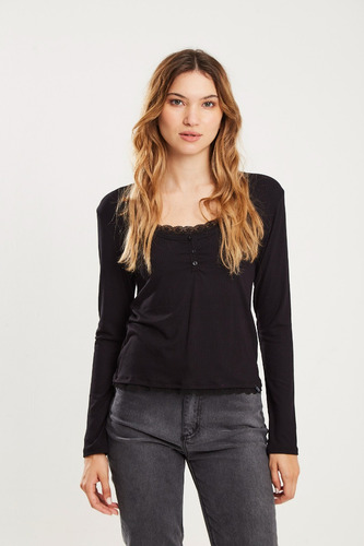 Remera Ml De Morley Viscosa , - Negro - Koxis Mujer