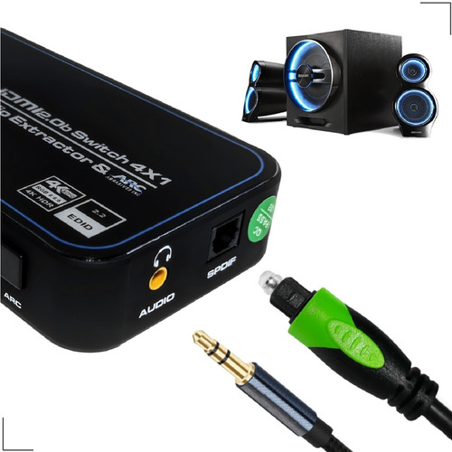 Imagem 3 de 5 de Divisor Hdmi 2.0 Switch 4 Portas 4k Hdr C/ Controle E Fonte