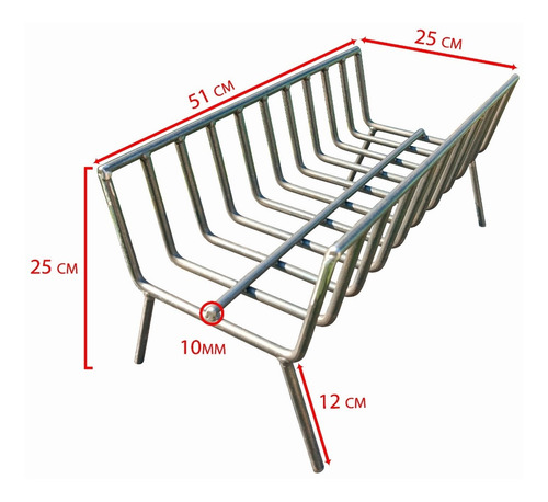 Imagen 3 de 9 de Brasero Brasas® 25x51x25h Acero 10mm Envio Full