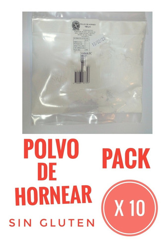 Pack 10 Polvo De Horneo Sin Gluten 100 Gr El Pueblo