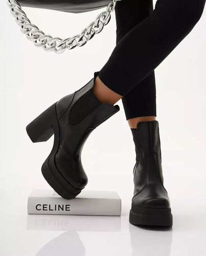Botas Borcegos Mujer Cómodas Hello Cuero Plataforma Elastico
