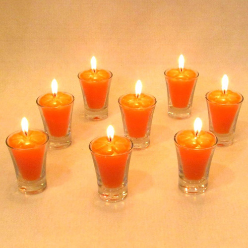 10 Velas Refil Laranja Copinho De Pinga Decoração 12 Horas