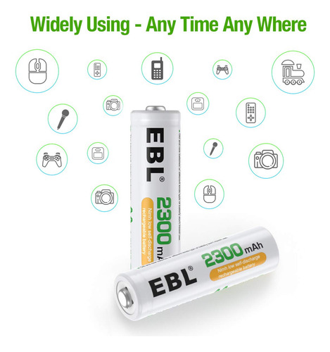 4 Pilas Aa Recargables 2300mah Baterias Aa Recargable Cajita