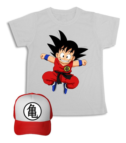 Goku Dragon Ball Camiseta + Gorra  Combo Para Niños