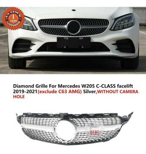 Front Bumper Diamond Grille Silver For Mercedes Benz W20 Td1