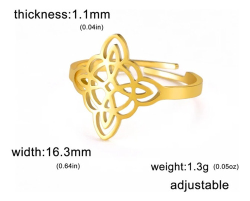 Anillo Ajustable Para Mujer Amuleto Nudo De Bruja En Acero