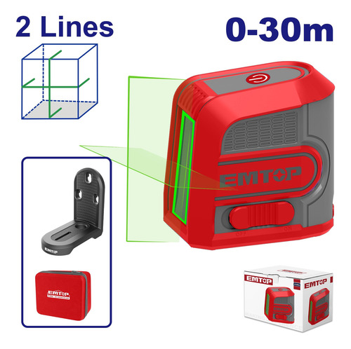 Nivel Laser Verde 30mt - 2 Lineas Top Value Emtop Esle2m03