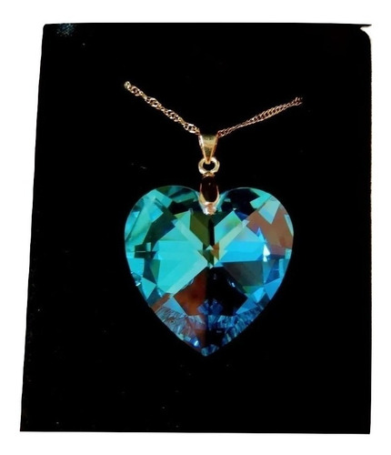 Imagem 5 de 6 de Colar Coração Cristal Swarovski 2,8cm Folh. Ouro - Namorados