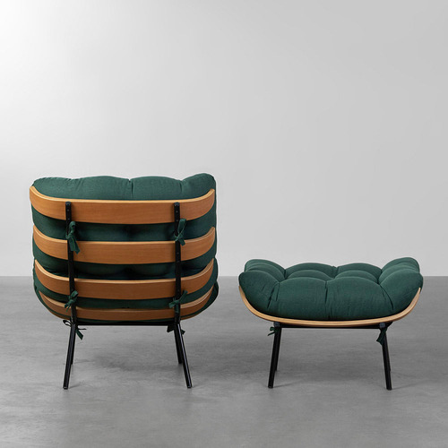 Poltrona Costela Com Puff Trend - Verde