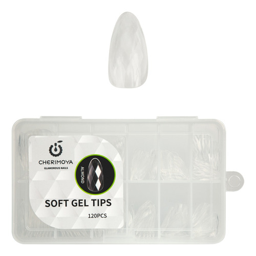 Soft Gel Tips Para Uñas Diamante3d Almendra 120pcs Cherimoya