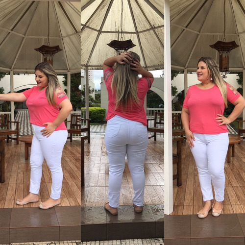 Calça Jeans Feminina Plus Size Branca Uniforme Do 34 A 60