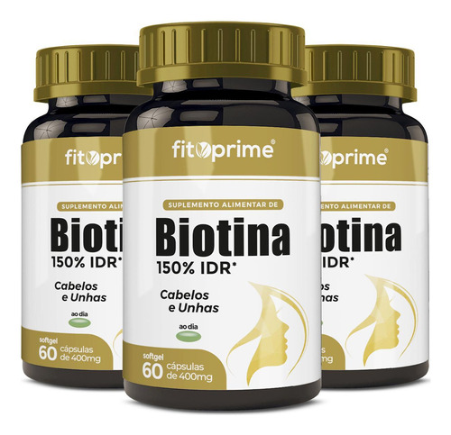 Kit 3 Biotina 150% Idr 60 Cápsulas Fitoprime