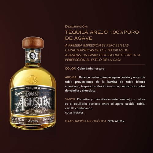 Caja De 6 Tequila La Cava De Don Agustin Añejo 750 Ml
