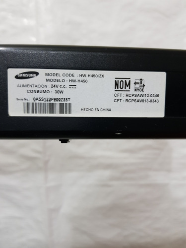 Barra De Sonido Con Subwoofer Inalambrico Samsung Hw-k450 (Usado)