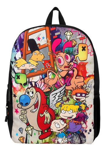 Rugrats Mochila Llantas Gel Color Negro Diseño De La Tela Liso
