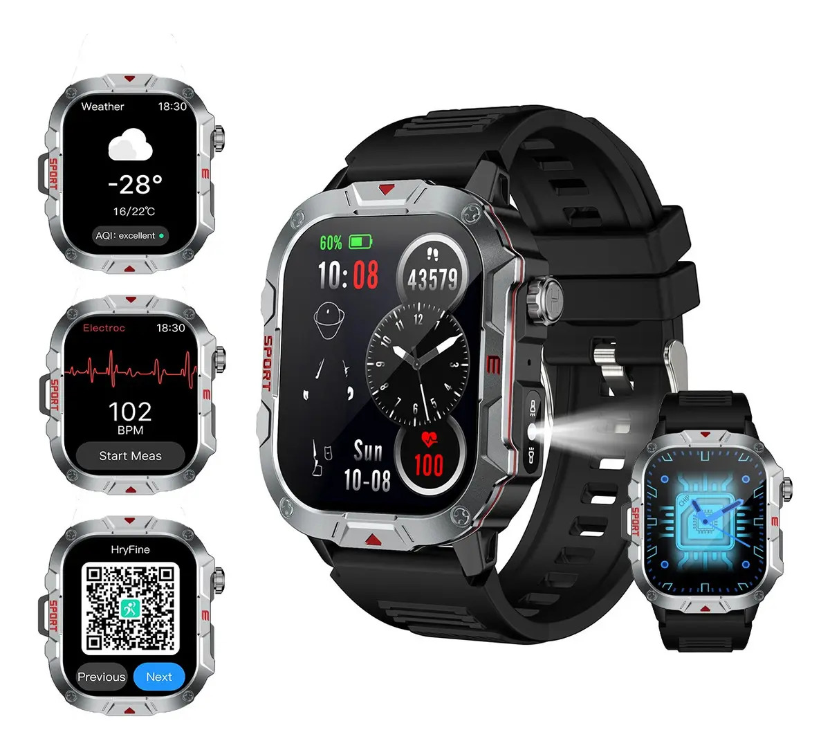 Imagen de Reloj Inteligente Hombre Smartwatch Mujer Deportivo Impermeable C40pro Hd Llamada Bluetooth 2.19'' Linterna Led