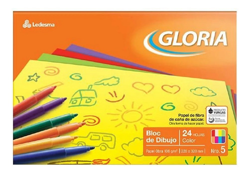 Block De Dibujo Nº5 Gloria 24 Hojas Color - Gloria