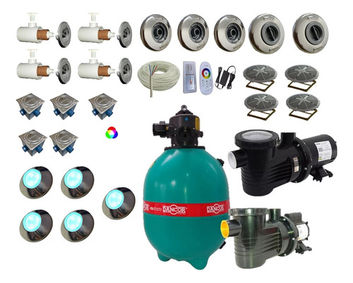 Kit Bomba E Filtro Até 56m³ Para Piscina Completo Alvenaria