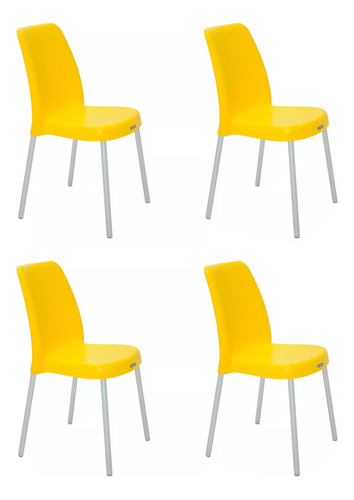 Cadeiras Tramontina Vanda Amarela Com Pernas De Alumínio