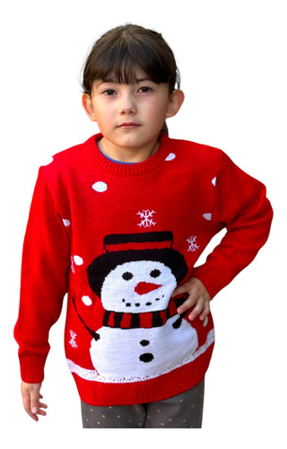 Ugly Sweater / Sueter Navideño Infantil Con Muñeco De Nieve