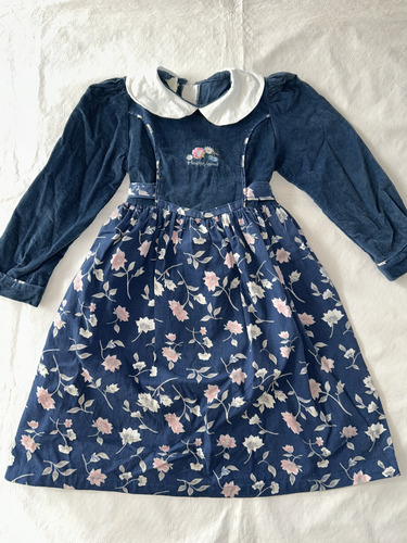 Vestido De Niña 6 7 8 Años Clásico Pana Con Cuello (Usado)