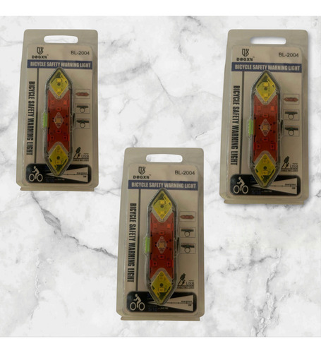 Kit De 3 Piezas De Luz De Bicicleta Trasera Rojo