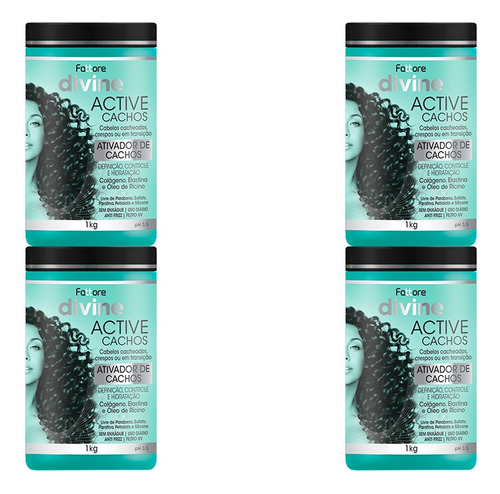 Kit 4 Ativador De Cachos Fattore Divine Active Cachos 1kg