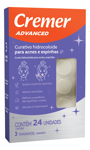 Curativo Hidrocoloide Para Acnes E Espinhas Cremer C/24