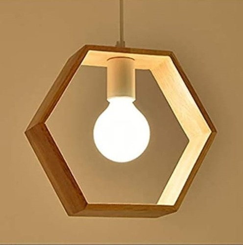Lampara Moderna Techo Colgante Madera Hexagonal