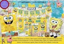 Comprar Kit Imprimible Bob Esponja Cumpleaños, Fiesta Candy Bar