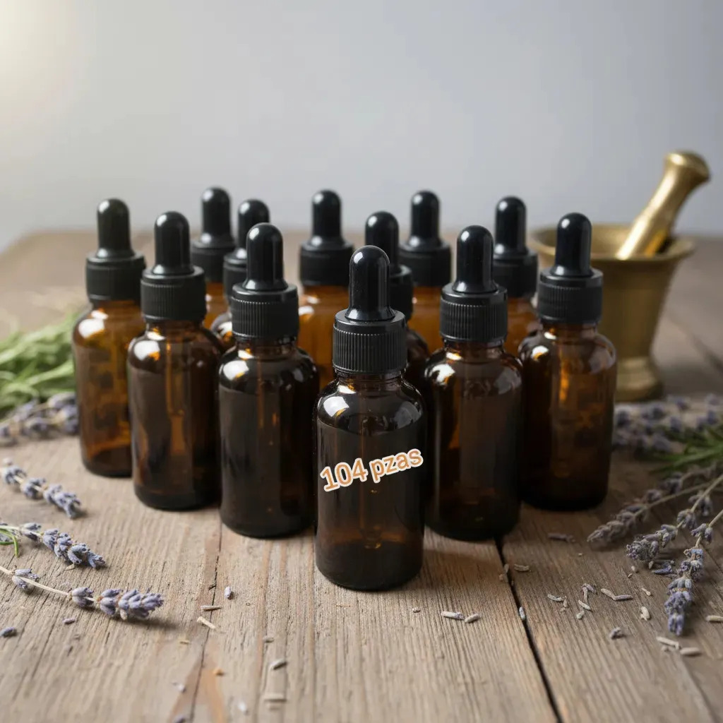Goteros 30ml Vidrio Ámbar Atmex Pack 100 Tapa Negra Rayada Pipeta Rosca
