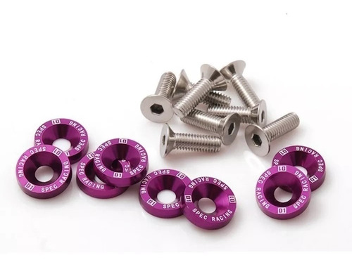 8 Arruelas Anodizada Billet D1 Spec E Parafusos M6 Inox Roxo