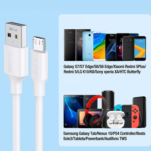 1hora Carregador Parede 2.4a+cabo Usb A/micro Usb Branco