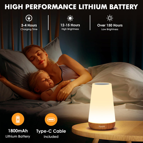 Lámpara De Mesa Recargable Led Luz Nocturna Control Remoto