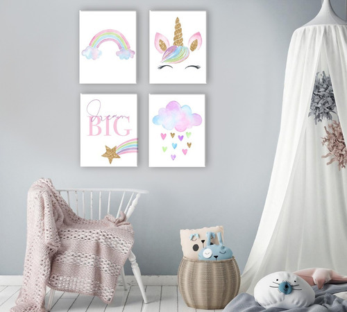 3 Cuadros Niña, Decoración Infantil 19 X 28, Envío Gratis