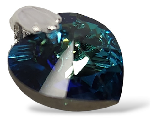 Dije Cristal Corazon 10mm Plata 925 Colores Vrs Encontralos Bermuda Blue
