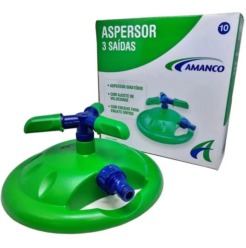 Aspersor 3 Saídas Base Giratória Jardim Irrigação Amanco