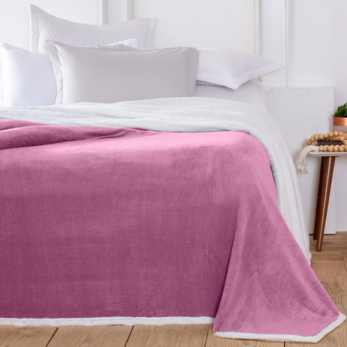 Cobertor Áustria Liso Rosê Dupla Face Queen Avulso Tecido
